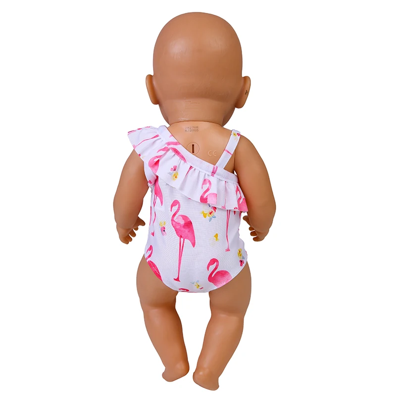 Baby Doll Summer Clothes for 43 cm Born Baby Doll Swim Clothes 17 Inch Toys for Girls Flamingo Swim American Girl Doll Bikini