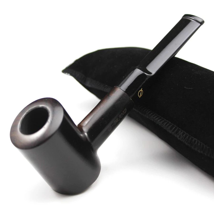 Nice Handmade Nature Ebony Wood Straight Type Smoking Pipe Tobacco Wooden Pipe Gift 10pcs 9mm Filters + Pouch + Holder #540S