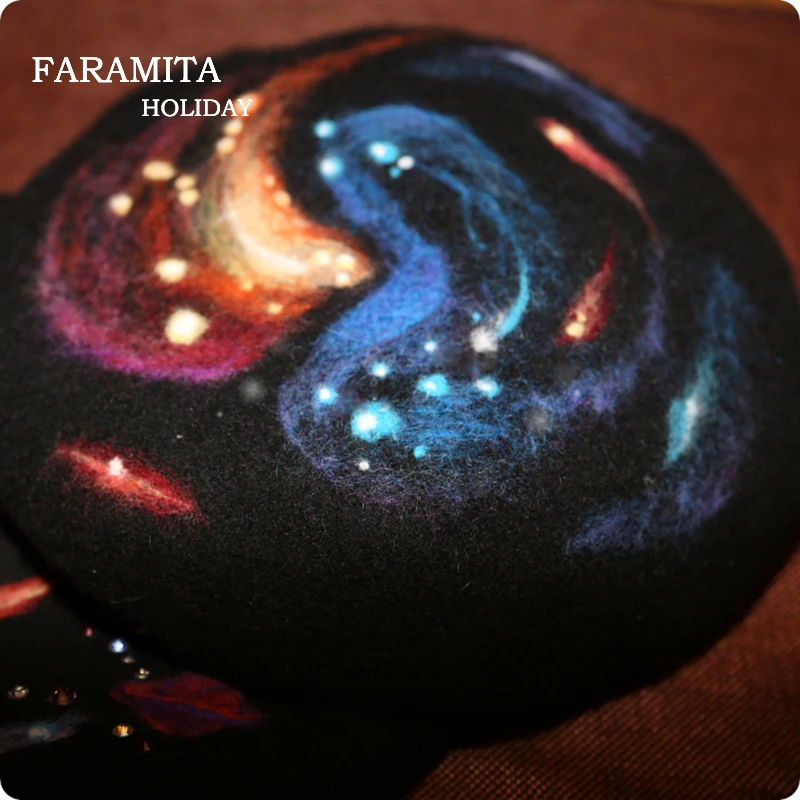 Faramita Holiday Women Kids Child Handmade Berets Starry Sky 2021 Summer Spring Beret Hats Phantasma Colorful Caps Girls Wool