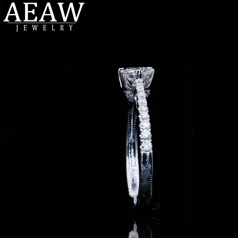 AEAW Natural Real Diamond Ring 14k Gold Women Lover Couple Anniversary Romantic Propose Engaged Wedding Party  2019 New