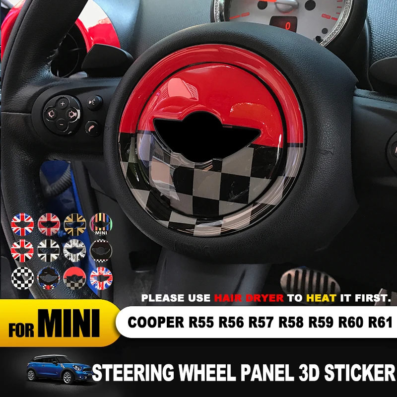 For MINI COOPER R55 R56 R57 R58 R59 R60 R61 Clubman Countryman Steering Wheel Center 3D Dedicated Car Sticker Decal Accessories