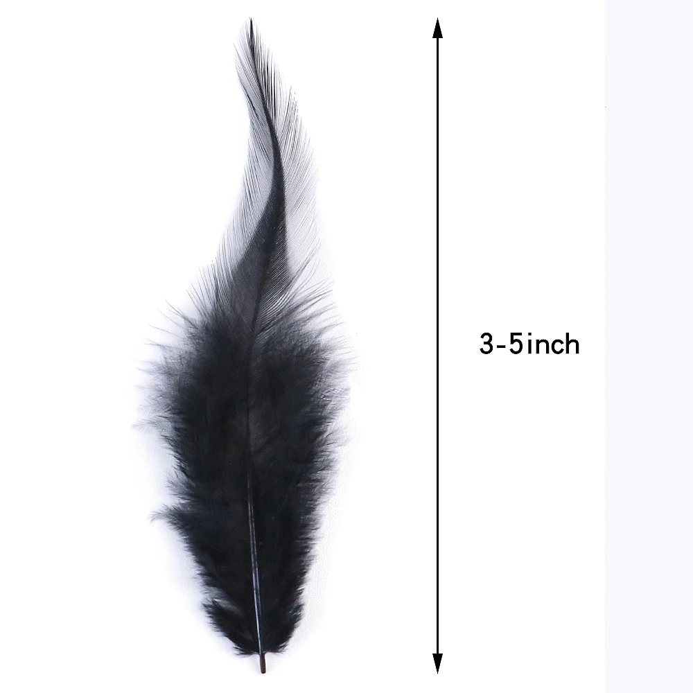 3-5 Inches Black Natural Chicken Feathers For Jewelry Making Crafts Decoration Handicrafts Carnival Accessories Wholesale 200PCS