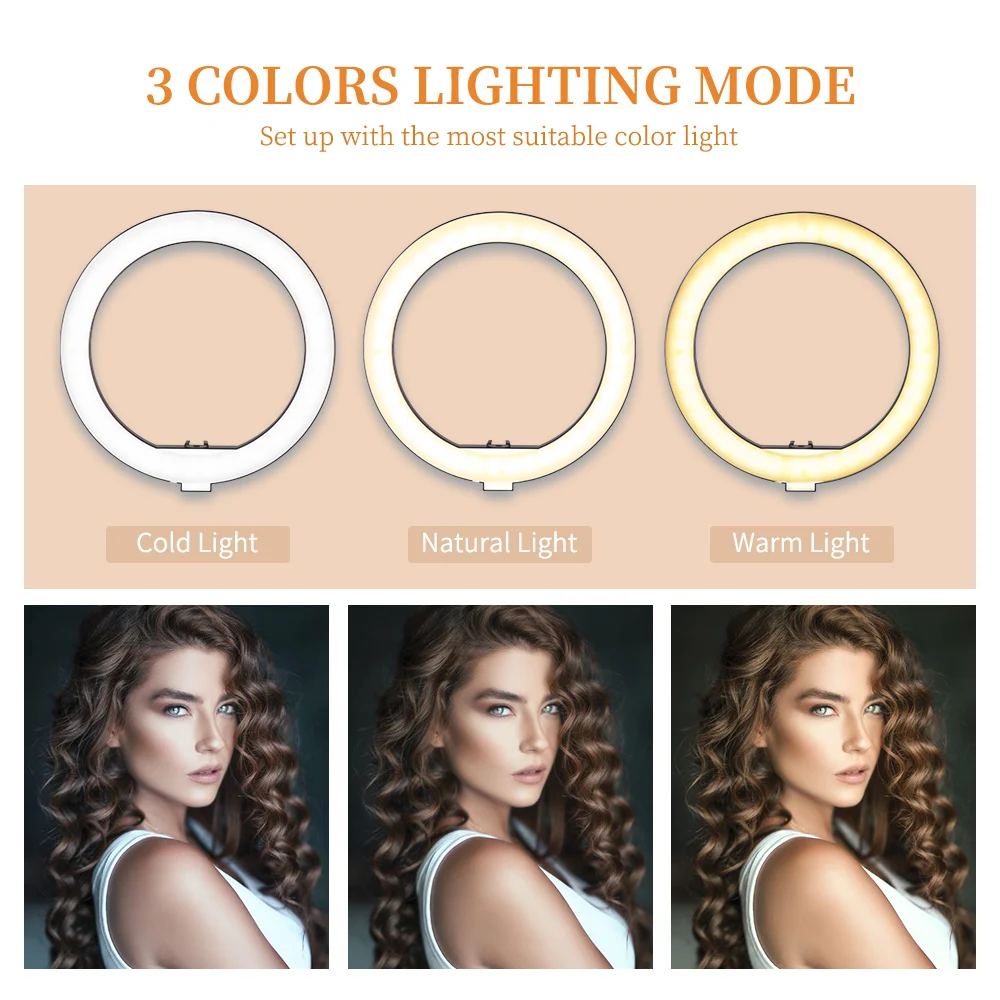 10Inch LED Selfie Ring Light With Tripod and Bluetooth Dimmable Phone Ring Lamp Photographic Lighting with Phone Holder for Live