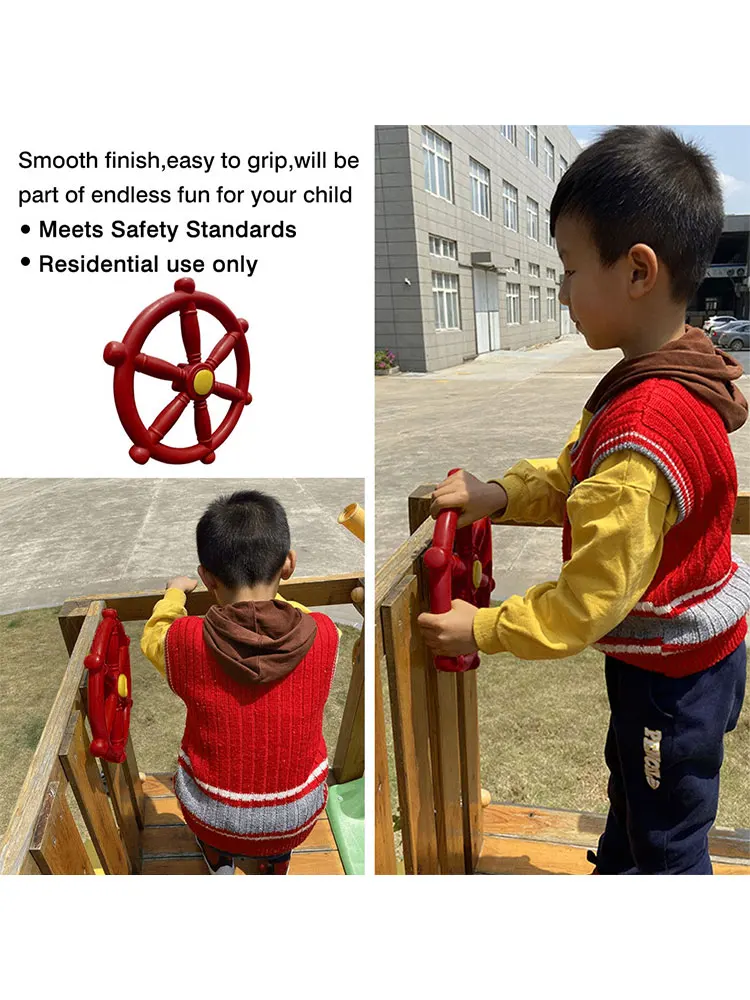 Kids Toy Safe Jungle Gym Steering Children Climbing Frame Smooth Swing Accessory Amusement Park Garden Pirate Ships Wheel Clean