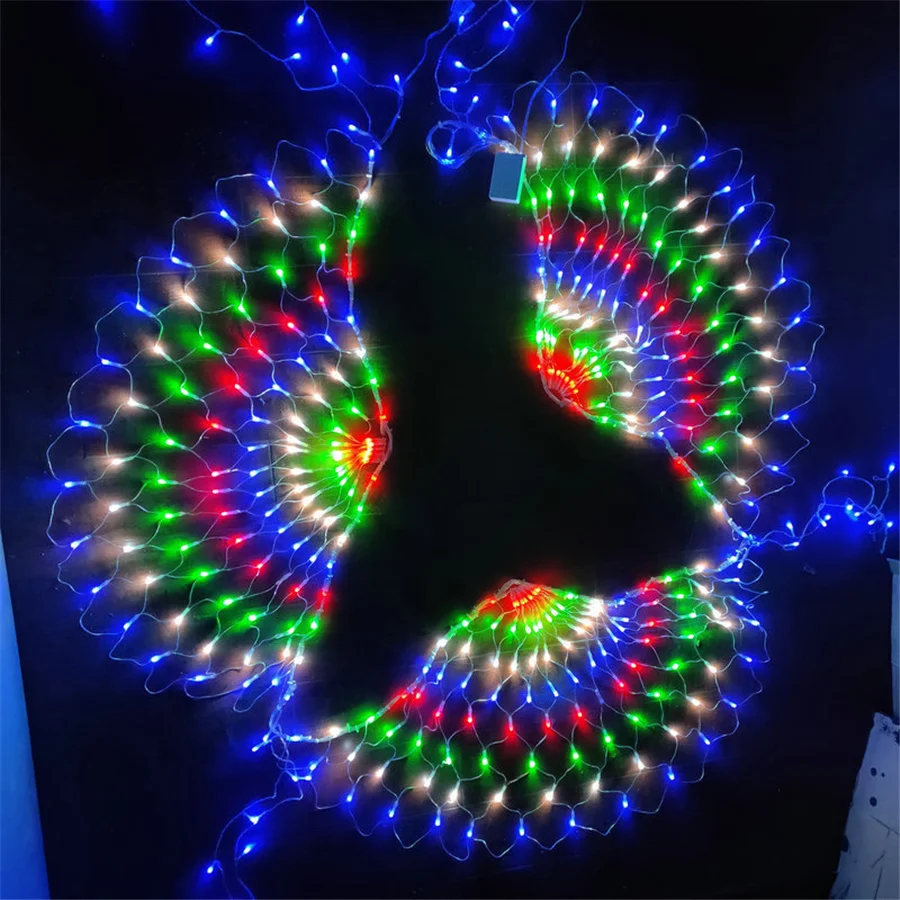 Christmas 3*0.5M LED Peacock Mesh Curtain Lights Outdoor Garland Fairy String Lights for Party Wedding Garden Home Bedroom Decor