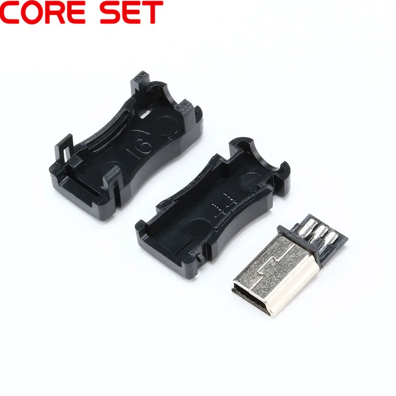 10pcs Mini USB Connector 5 Pin T Port Male Plug Socket with Plastic Cover for DIY Dropshipping Adapter PCB SDA Data Cable Line