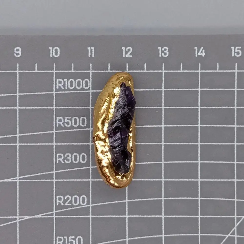 5 pcs natural amethyst rough Beads Gold Plated Beads For Jewelry Making