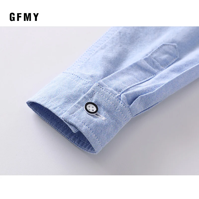 GFMY 2020 Spring 100% Oxford Textile Cotton Full Sleeve Solid Color Blue Boys White Shirt 3T-14T Kid Casual School Clothes 9005