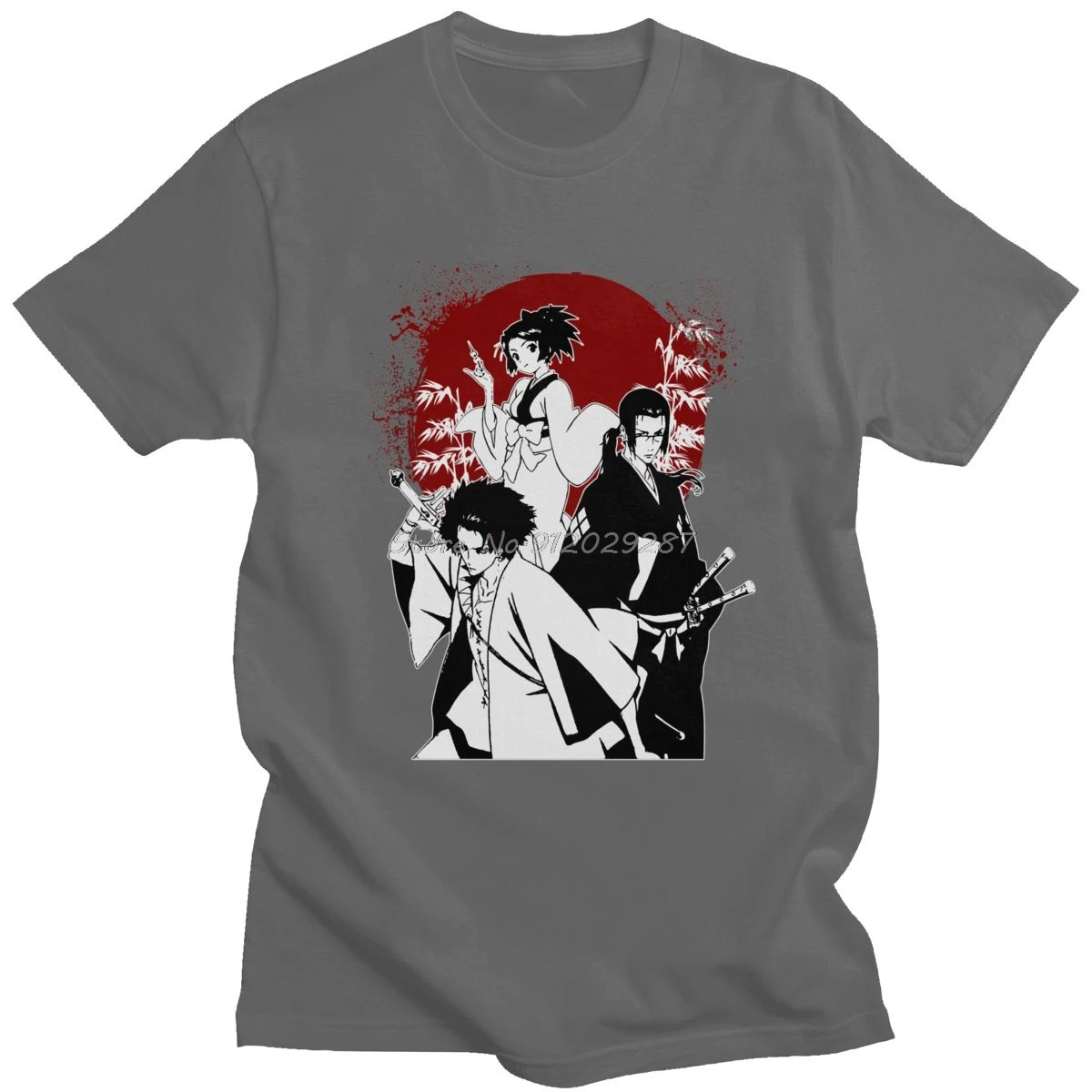 Samurai Champloo T Shirt For Men Cotton Awesome T-shirt Short Sleeve Japanese Manga Anime Tshirt Mugen Fuu Jin Tee Tops Clothing