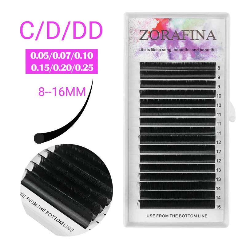 ZORAFINA eye lash Lash extension supplies HighQuality False Eyelash Extension Mink Silk Individual Eyelashes Lndividual Lashes