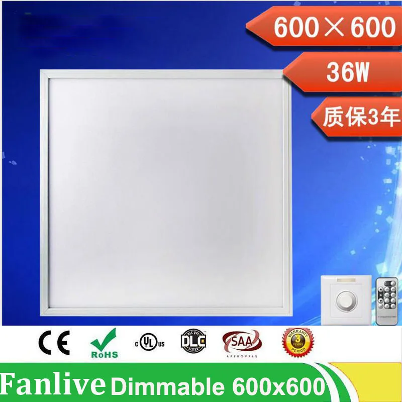 4pcs/lot 20W 300*300mm 36w 48w 72w 600*600 Dimmable Led Panel Light 110v 220v Led Panel Lamp SMD2835 Office/Home/Hotel Lighting