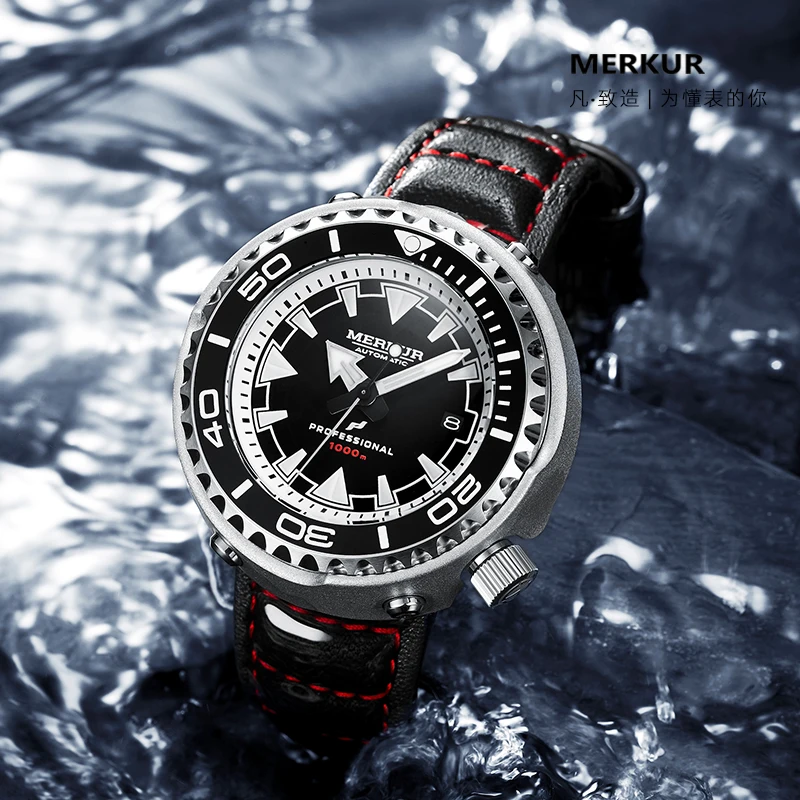 MERKUR OCEANMASTER 1000M 47MM MONOBLOCK TUNA Original Design Sapphire Ceramic Bezel NH35 Automatic Vinatg Homage Dive Men Watch