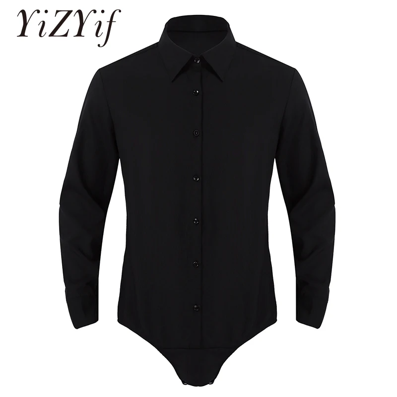 

Mens Shirt Long Sleeves Turn-down Collar Solid Color Bodysuit Shirt Tops Soft Comfotable Men Shirts Casual Slim Fit Costume