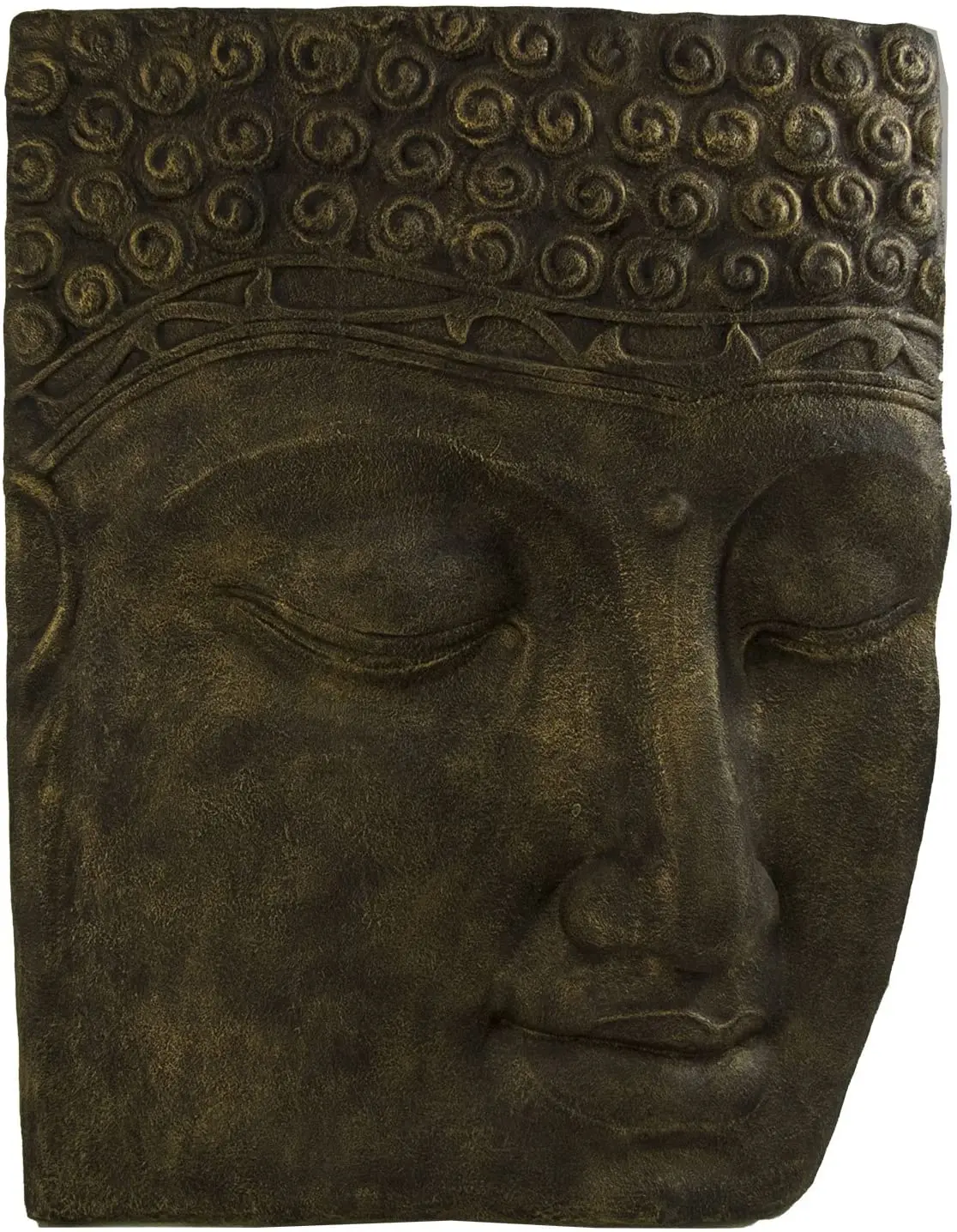 Giant Buddha face relief in dark gold color | Size: 94x15x122 cm, decorative statues, decoration figures, decorative Buddhas, decorative figures