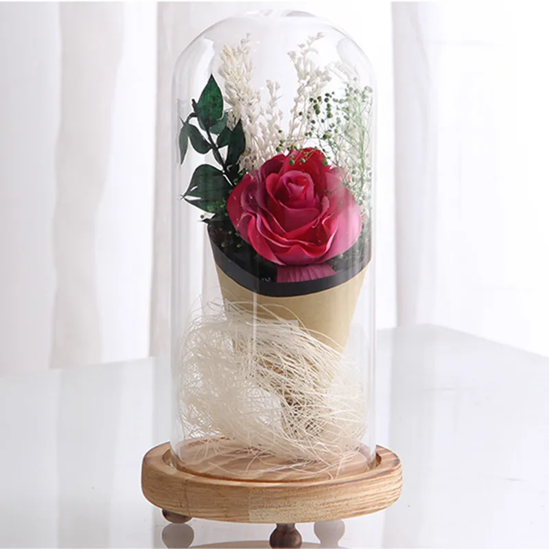 10*20cm Transparent Glass Dome Vase Home Decoration Three Legs Log Base  Cover DIY Friend Birthday Gift Wedding Live Prop