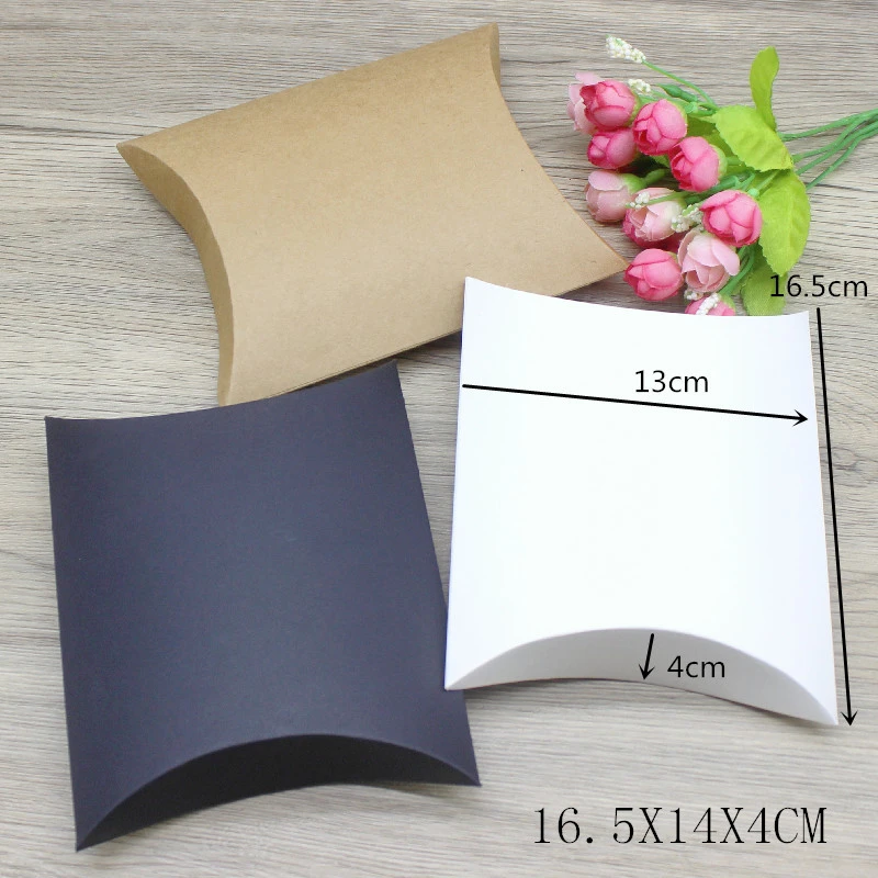 10pc Multis Size Gifts Box Vintage Kraft White Gifts Package Pillow Box Paper Party Suppiles Wrapping Jewelry Package