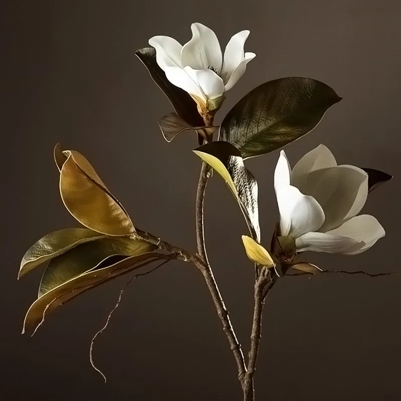 High quality Decorative Artificial Flowers Super Beautiful luxury Fake Magnolia Home Coffee Shop Decor Display Silk Flowers