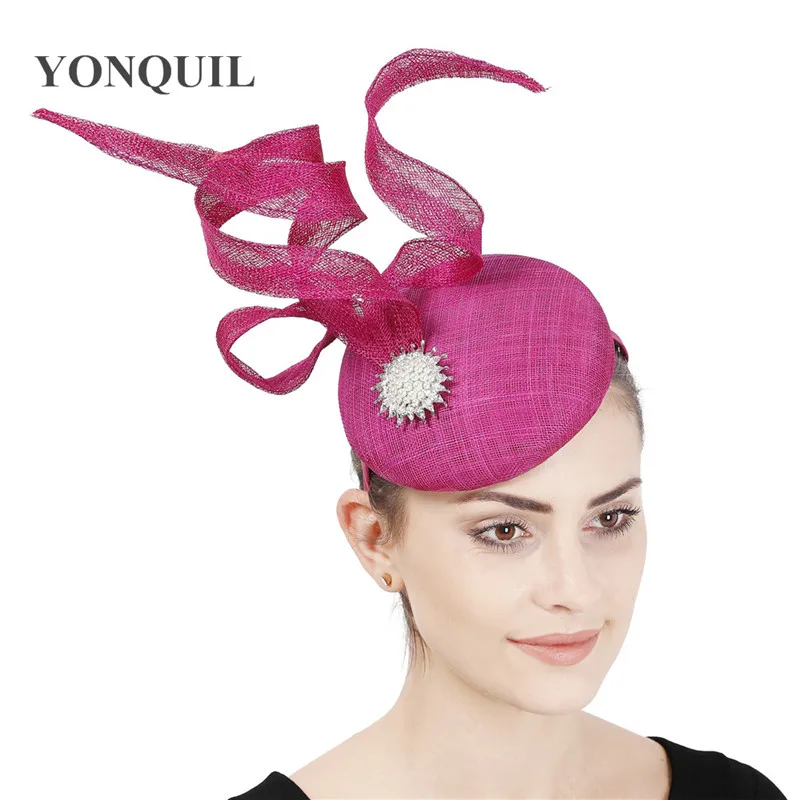 High Quality 4-Layer Sinamay Classic Wedding Hair Fascinators Women Party Hat Bridal Marry Headwear With Fancy Mesh Headpiece