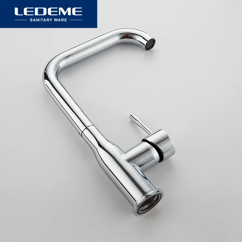 LEDEME Kitchen Faucet Electroplating Chrome Modern Kitchen Faucet Mixer Tap Ceramic Valve Core Single Holder Single Hole L4698