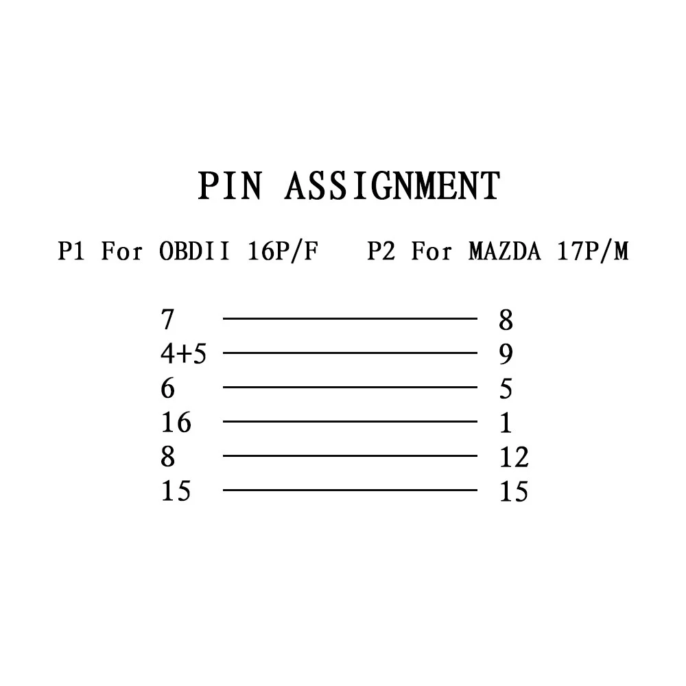 Car Adapter for Mazda 17-pin to OBD2, OBD2 adapter cable, OBD2 diagnostic adapter, pin connector