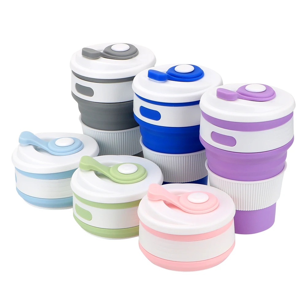 Folding Water Cups Collapsible Silicone Travel Cup Coffee Mugs Tea Coffee Cups Food Grade Drinking Ware Mug BPA FREE