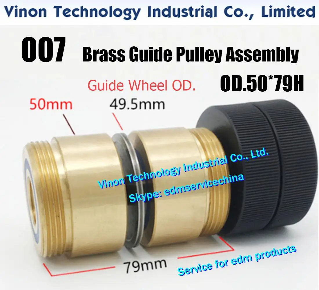 

OD50x79Hmm 007 Brass Guide Pulley Roller Assembly Parts, Brass-Roller's Diameter 50mm, Guide-Pulley's Diam. 49.5mm, Height 79mm