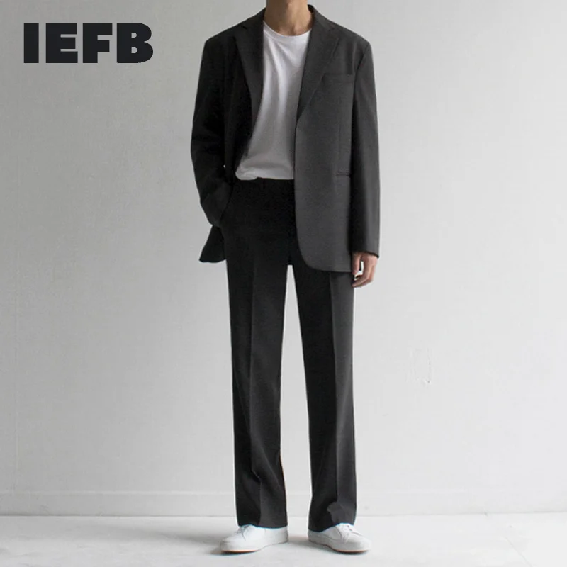 IEFB 2023 Autumn New Suit Coat Men's Korean Loose Trend British Casual Small Suit Jacket Back Vent Tide Streetwear Blazers