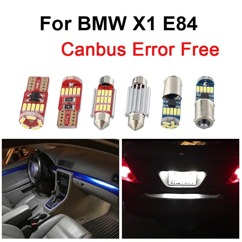 17pcs White Canbus Error Free LED Light Interior Reading Map Dome Bulbs Kit For BMW X1 E84 2010-2015 Vanity Mirror License Lamp