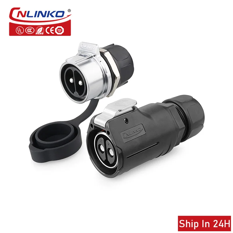 Cnlinko-Conector de 2 pines LP28 M28, Conector de cable de 500V 50A, enchufe eléctrico de plástico impermeable, conector de alimentación