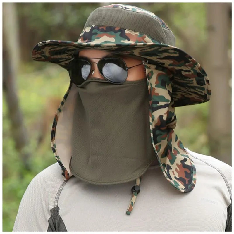 

Men's Fishing Hunting Camping Anti Mosquito Camouflage Hat Summer Outdoor Mosquitoes Insect Protection Bonnie Cap Topee