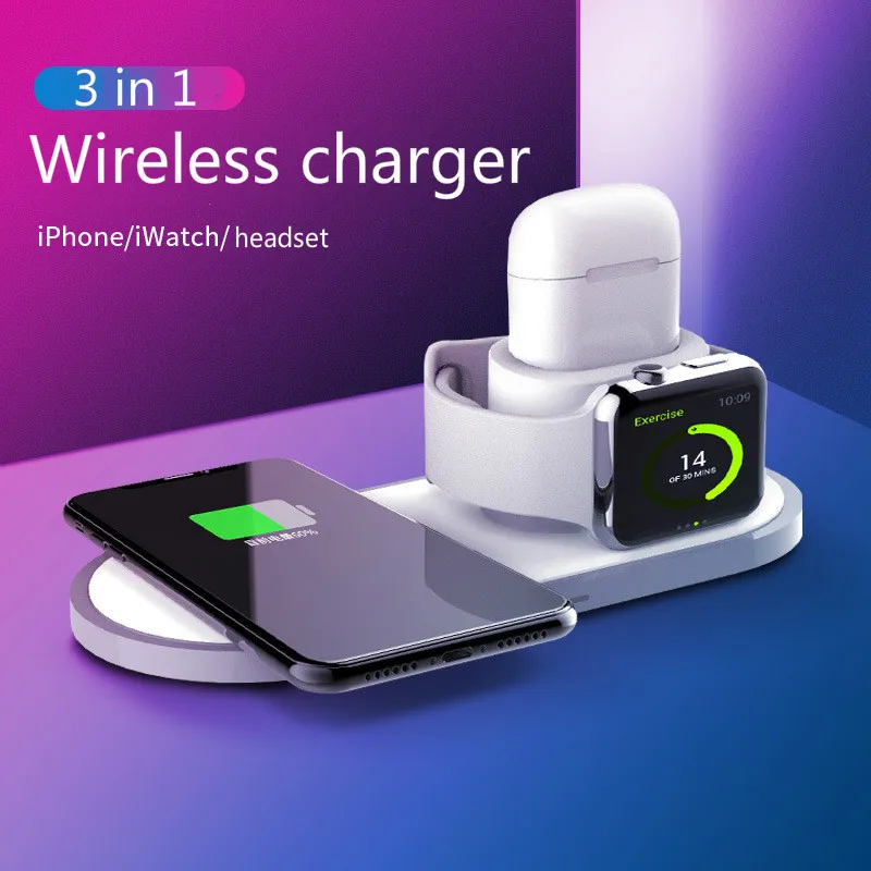 2019 New 3 In 1 Wireless Charging Wireless Charger for Apple Watch Headset Three-in-one Wireless Charging Pad