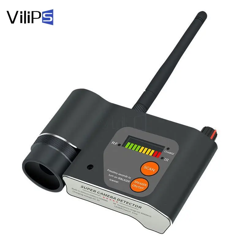 Vilips Laser Quét Hồng Ngoại Báo Chống Gián Điệp RF Máy Dò Laser Hồng Ngoại GSM WiFi Phát Hiện Tín Hiệu Camera Ống Kính Lấy Nét Quét