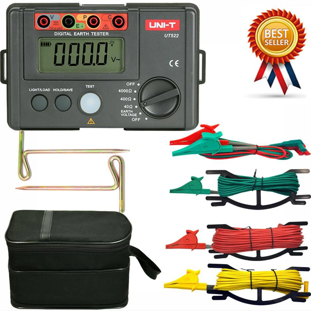 UNI-T UT522 الرقمية الأرض العزل الأرضي 0-400 فولت 0-4000 أوم التيار المتناوب العزل اختبار المقاومة اختبار منخفض تسجيل البيانات