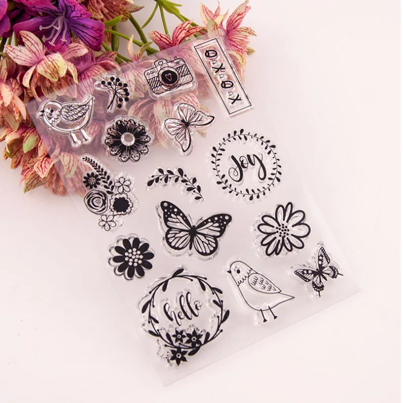 Butterfly Bird Transparent Clear Silicone Stamp Seal DIY Scrapbook Rubber Stamping Coloring Embossing Diary Decoration Reusable