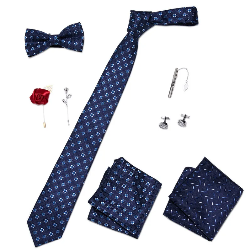 Herren-Krawatten-Set, luxuriöse Geschenkbox, Seidenkrawatte, Krawatten-Set, 8-teilig, innenverpackt, festliches Geschenk, Krawatte, Einstecktücher, Urlaubsgeschenk für Männer – Detail 16