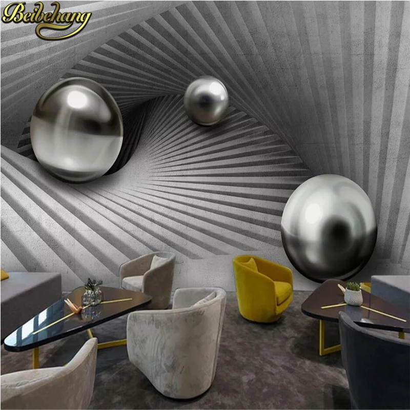 Custom photo wallpaper for walls Large Metal ball mural wall paper roll abstract 3D mural wallpaper for living room Stickers