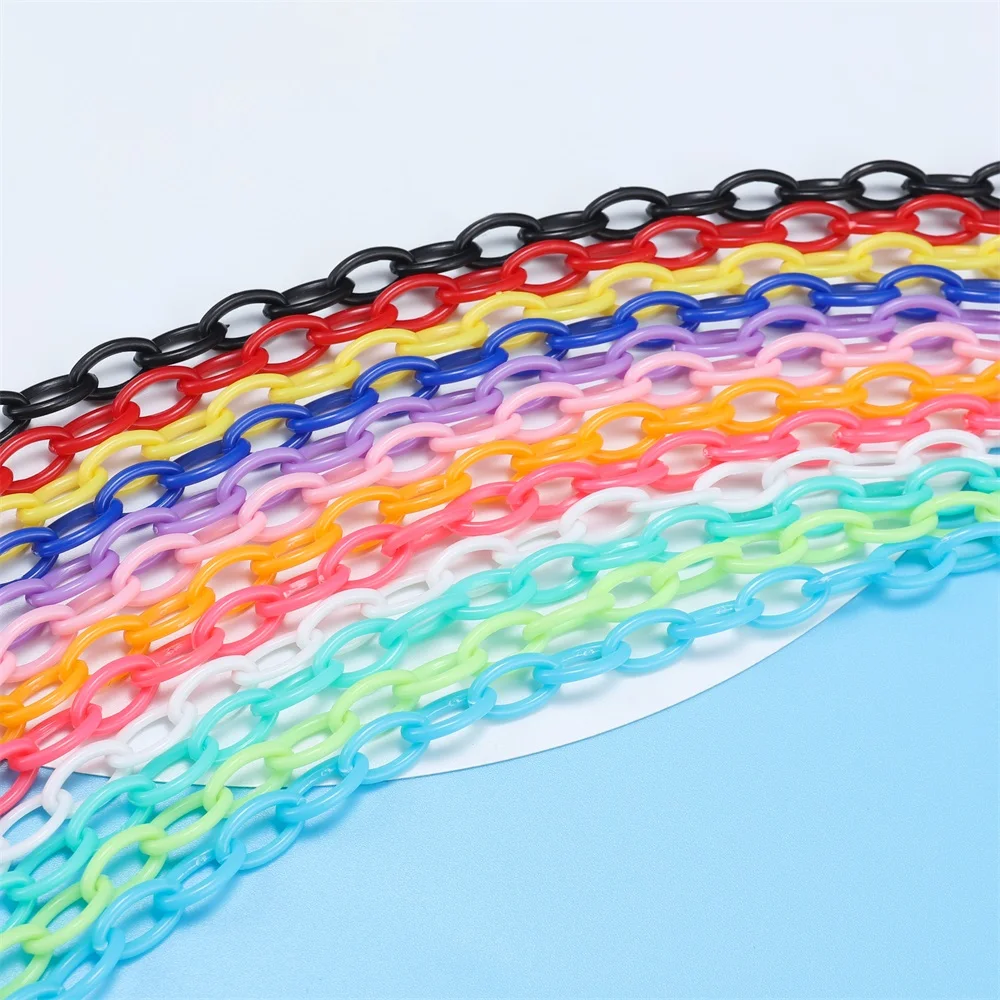 10pcs 50cm Colorful Acrylic Link Chain Lobster Clasp Keychains For Necklace Bracelet Making Colorful Chain Plastic Chain Links