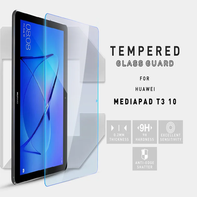 2 pçs tablet protetor de tela de vidro temperado capa para huawei mediapad t3 10 9.6 Polegada cobertura completa tela à prova de explosão