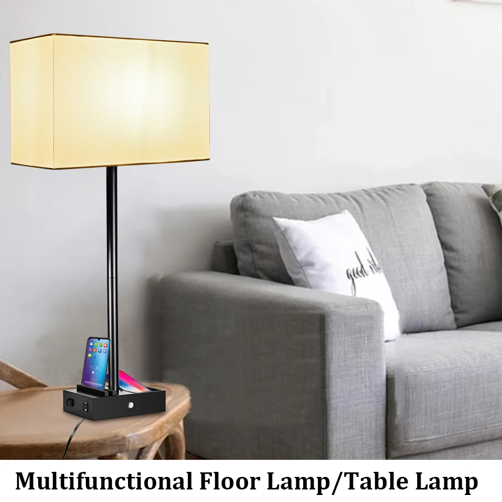 

Nordic Modern Fashion Coffee Floor Lights Dual Purpose Desk Lamp For Living Room Bedroom With Charging Storage Function