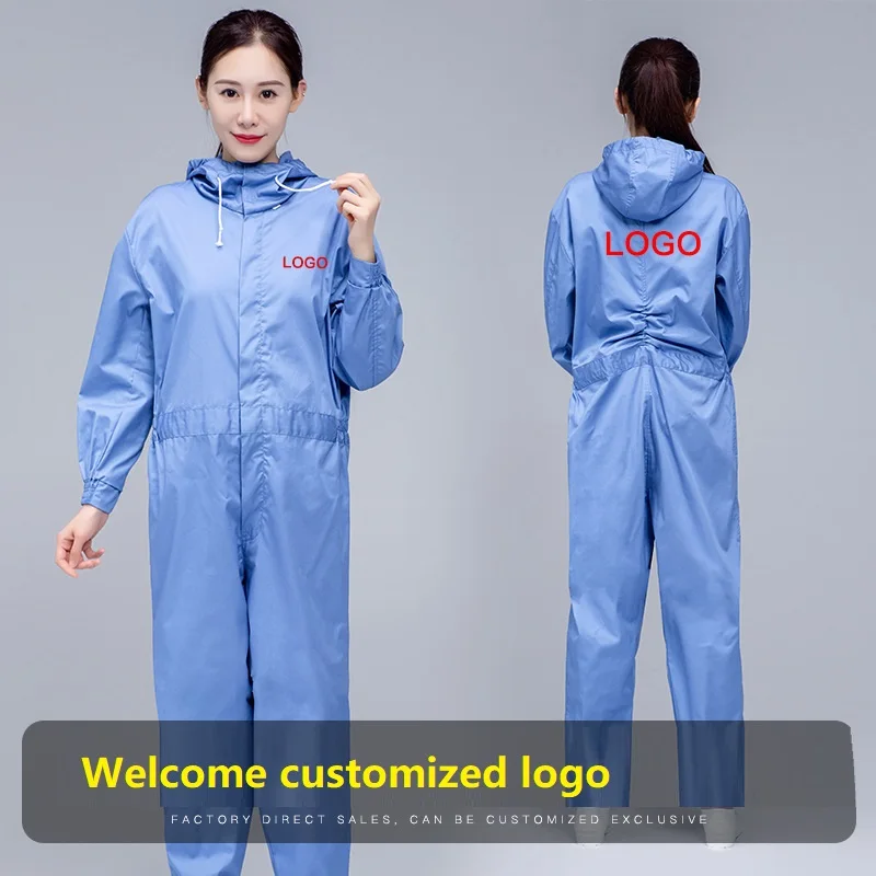 Men Women Thin Work Overalls Breathable Long Sleeve Hooded Coverall Dust-proof Protective Work Clothing Food Factory Jumpsuit4xl