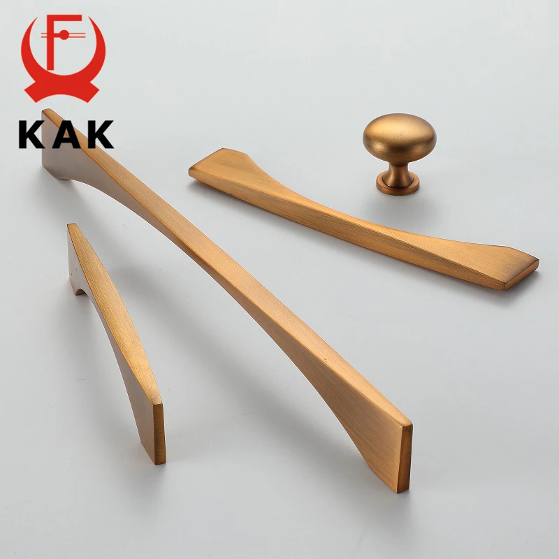 KAK-manija de bronce amarillo Vintage para muebles, tirador de armario de cocina, perillas de cajón de bronce de estilo europeo, tiradores de puerta, herrajes para gabinetes