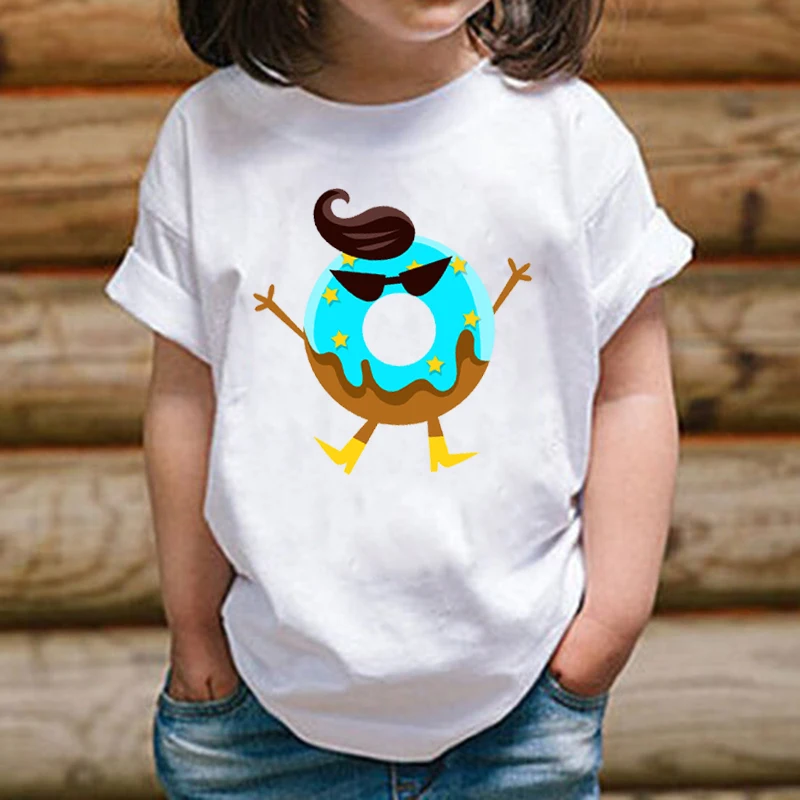 New Kids T-shirt for Girl&Boy Baby Kids White Solid Tee Shirt Clothing for Girl Summer Children Top Clothes Donuts Shirt