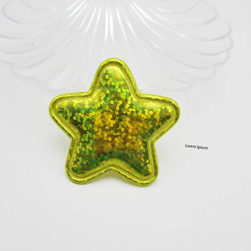 60 Stück/Los 4cm Glitzernde Laser-PU-Stern-Polsterpatches für Baby-Mädchen-Haaraccessoires, Applikationen für Bastelarbeiten, BB-Clips, Ornamente – Detail 2
