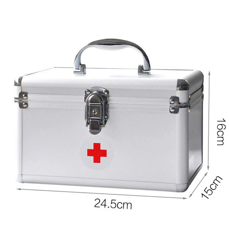 2-layer portable first aid kit storage box aluminum alloy multifunctional family emergency medicine box with handle medicine box