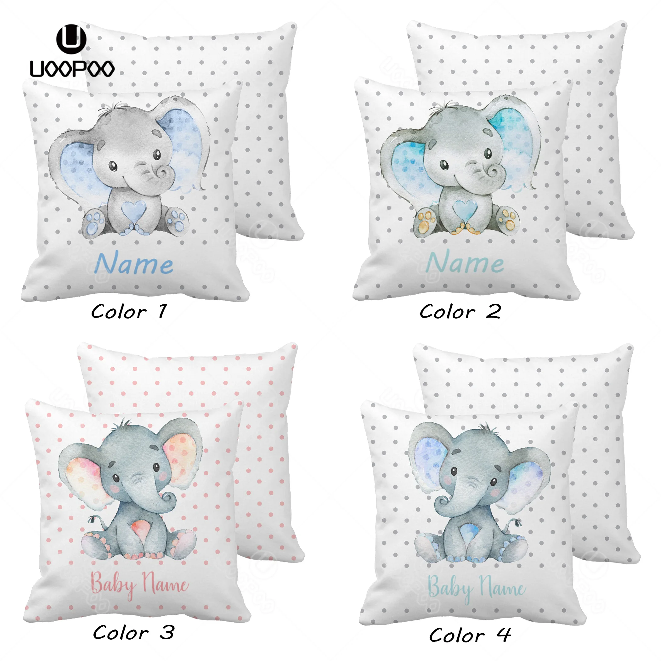 

Customized Cute Blue Elephant Baby Boy Stats Throw Pillow Cover Home Decorative Polyester / Canvas Cushion Covers for Seat