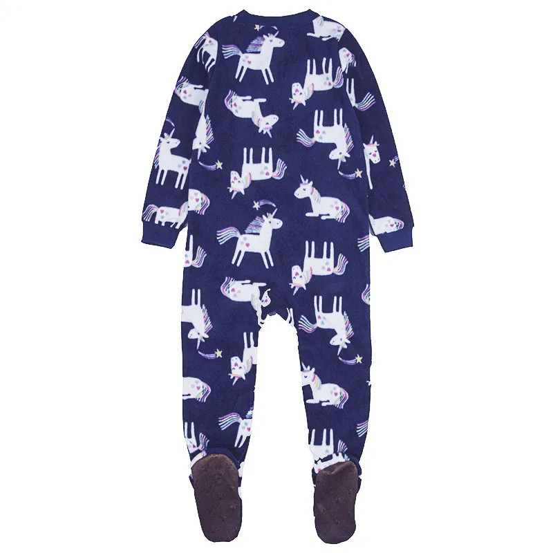 One-Piece Pajamas for Children Aged 3-10, Pajamas for Boys and Girls, Fleece One-Piece Suits, Soft and Warm