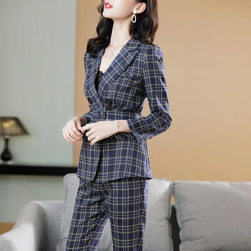 Damen neue Herbst/Winter 2024 Anzug Original Design Plaid Anzug Hose zweiteilig Set