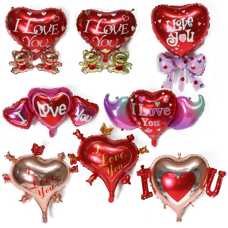 

1Pcs Love Theme Heart Shaped Foil Helium Balloons I Love You Balloon Romantic Shower Wedding Valentines Day Party Decoration