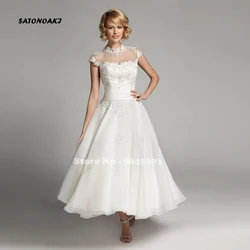 Vintage Romantic 2020 A-Line Short Wedding Dresses Ankle Length Elegant Bridal Gowns Vestido De Noiva Robe Mariage Online Shop