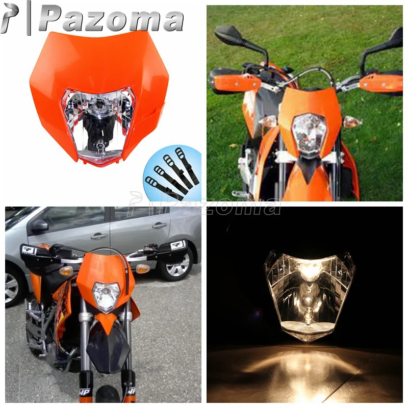 Orange Motorcycle Headlight Dirt Bike Motocross Lighting Head Lamp Universal for EXC EXCF XCF XCW SX SXF SMR 250 450